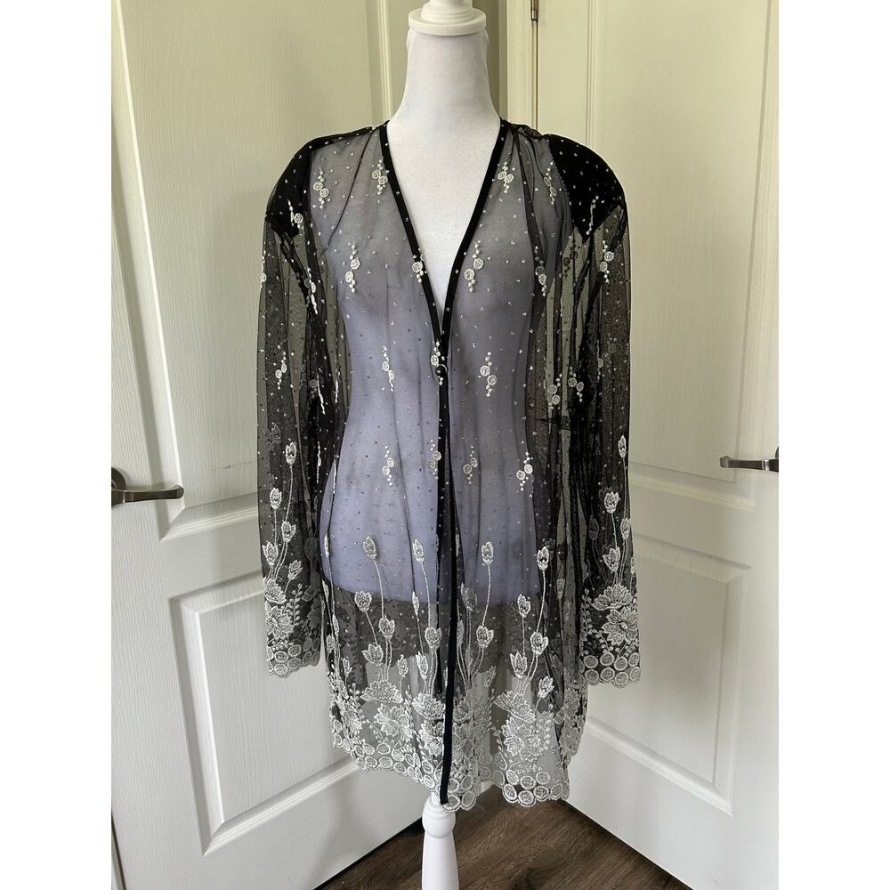 Maxima USA Sheer Floral Embroidered Evening Top, Glamorous 3X.” - Picture 10 of 10